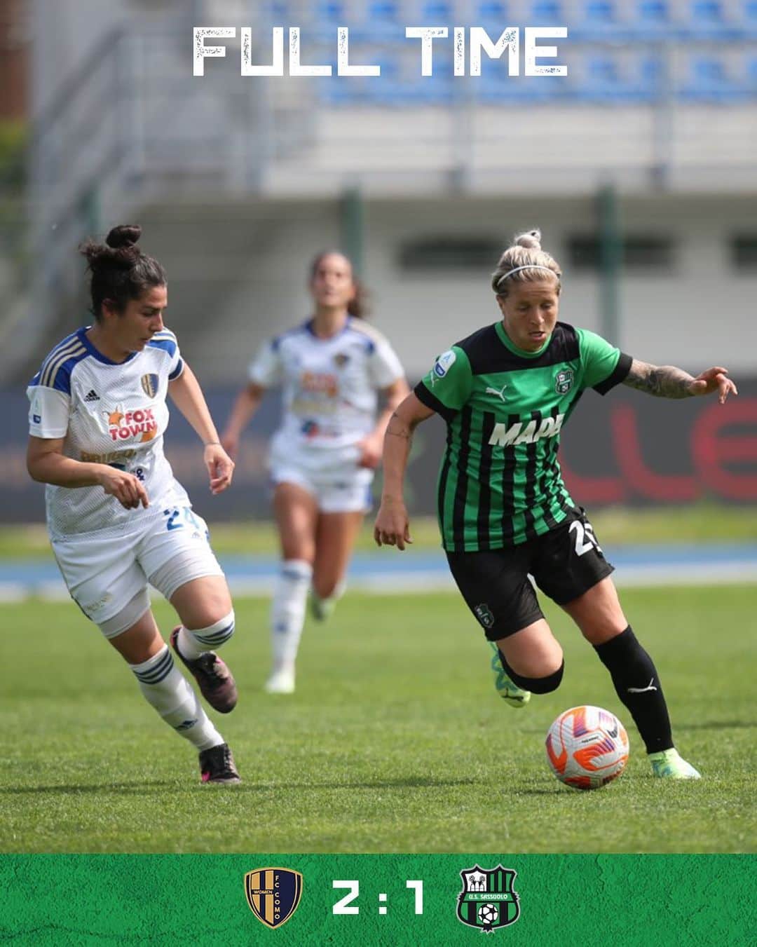 USサッスオーロ・カルチョのインスタグラム：「#ComoSassuolo 2️⃣-1️⃣  #SerieAFemminile #ForzaSasol 🖤💚」