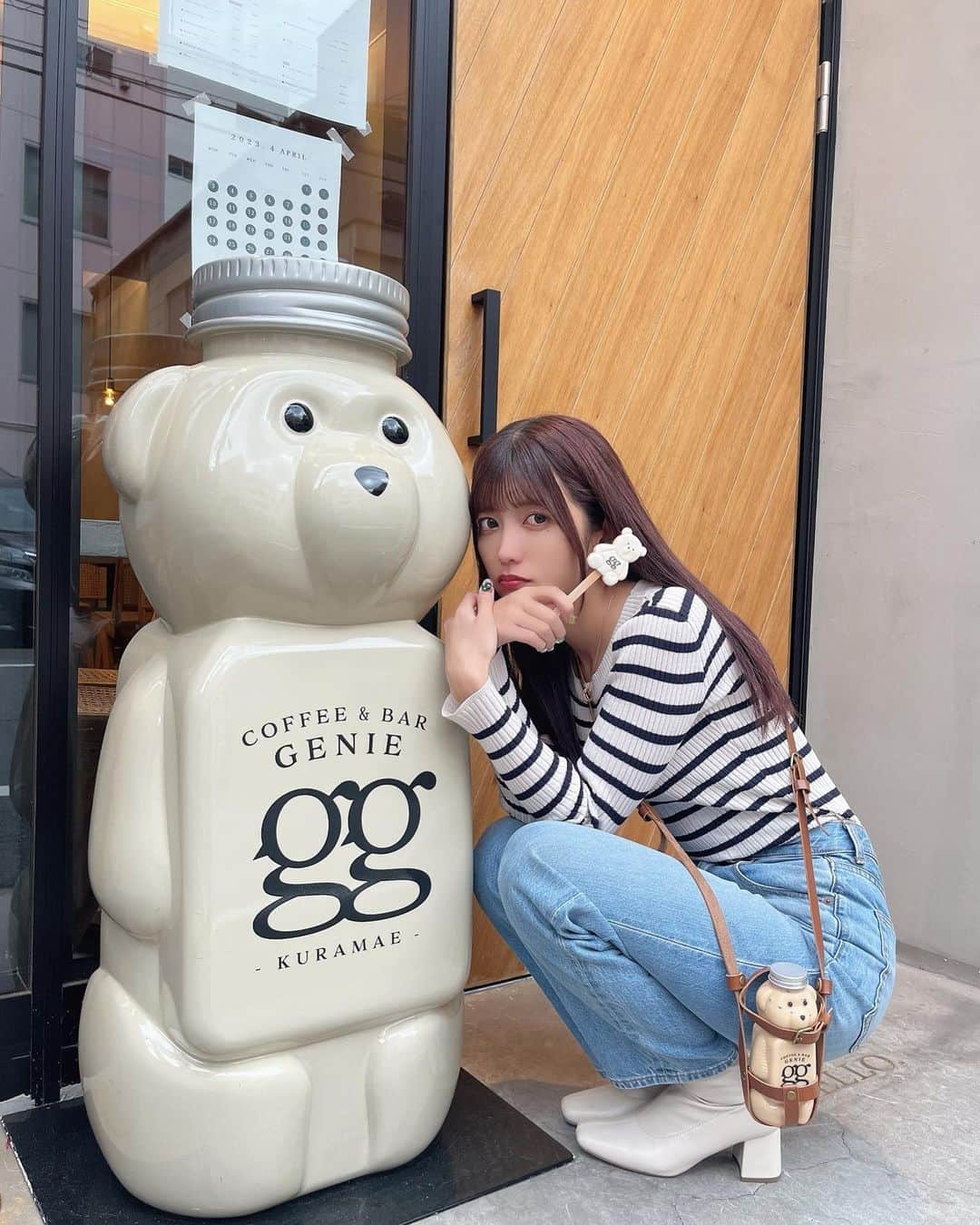 ゆんのインスタグラム：「くまさんボトルで飲む キャラメルラテおいしかった🐻☕️  また行きたいぃい！！！！」