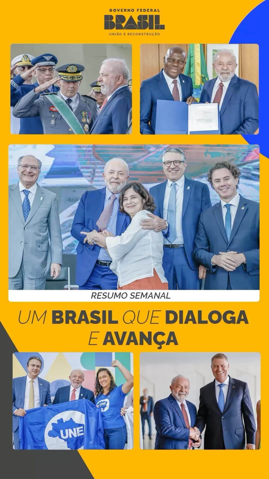 ジルマ・ルセフのインスタグラム：「Ações para combater a violência nas escolas, compromisso com o meio ambiente e com a democracia, mais orçamento para saúde e educação, e retomada das relações com Portugal.   O @governodobrasil e o presidente @LulaOficial estão trabalhando para cumprir o compromisso com o povo brasileiro. O Brasil da dignidade está de volta.   🎥 Audiovisual/PR  #UniãoEReconstrução」