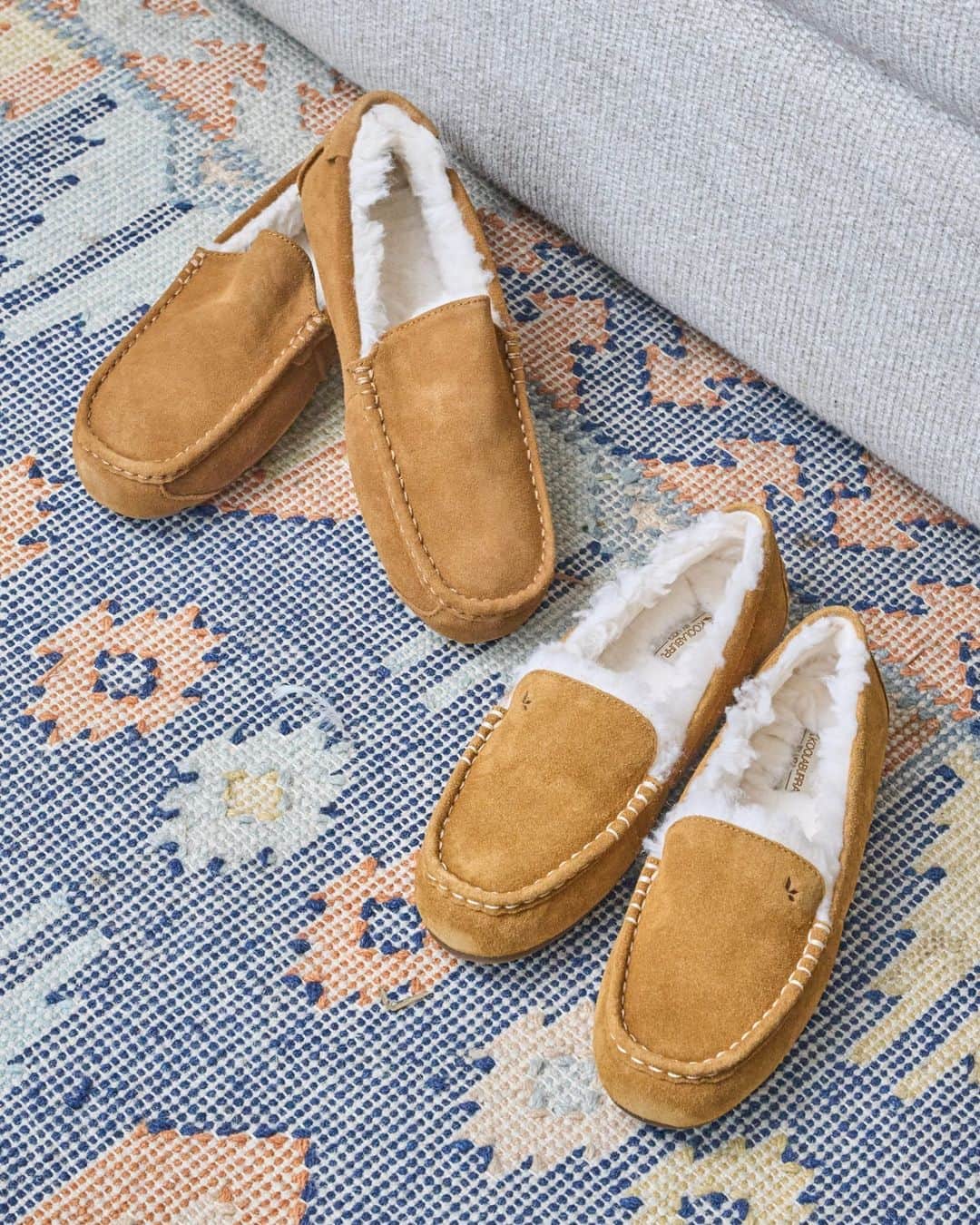 のインスタグラム：「When you find your perfect match 😍 and they have a pair in his size, too. The Lezly for you and the Tipton for him, a shearling slipper duo that looks put together even if you never leave the couch.」