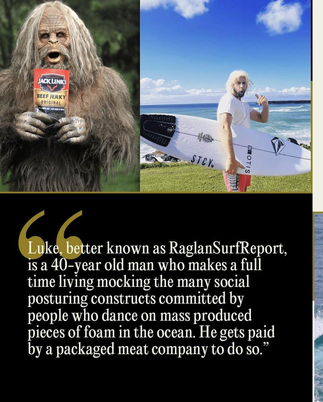 Surf Magazineさんのインスタグラム写真 - (Surf MagazineInstagram)「“People underestimate me — I’m a big dude, but I’m also extremely athletic. I’m not just a regular fat guy on a surfboard.”  Read our conversation with @raglansurfreport, New Zealand’s most lovable sasquatch, at the link in bio.」4月24日 7時26分 - stab