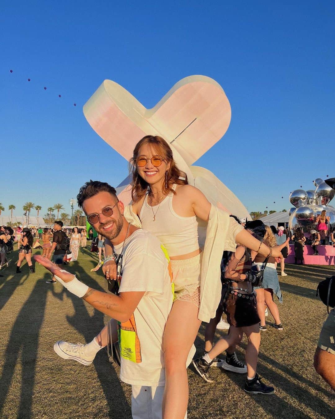 Jenn Imのインスタグラム：「Are we smiling this wide because we're at Coachella or because we get to sleep in the next morning? 🌝」