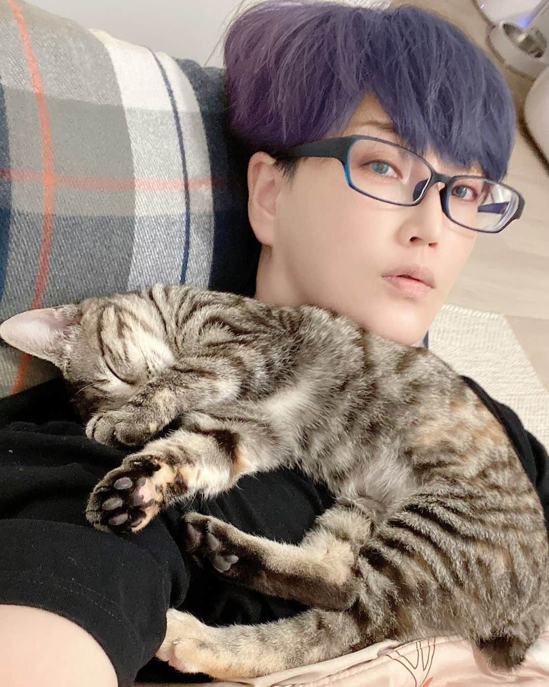 のインスタグラム：「I want to make a new costume soon. But Kamui is always sleeping on me, so I can't move.😂😂」