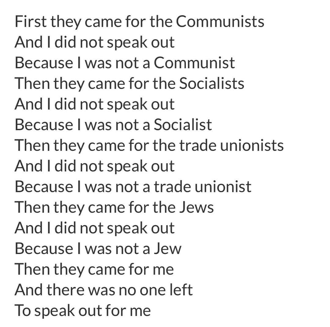 ニック・ナイトさんのインスタグラム写真 - (ニック・ナイトInstagram)「"First they came for the Communists And I did not speak out Because I was not a Communist Then they came for the Socialists And I did not speak out Because I was not a Socialist Then they came for the trade unionists And I did not speak out Because I was not a trade unionist Then they came for the Jews And I did not speak out Because I was not a Jew Then they came for me And there was no one left To speak out for me. " Pastor Martin Niemöller .  The Tory Government has pushed through their terrifying Law and Order bill that criminalises protest and in fact means  in the UK you can be arrested for merely thinking about protesting or breaking a law , you don’t have to do it , just thinking about doing it is now enough for you to be arrested.  This is the work of this horrendous Tory government.  The idea behind this law is so vile it’s on a par with science fiction films like The Minority report and Orwell’s 1984 . This is literally the thought police.  We have taken yet another step and a big step into becoming a Fascist country.  It is a basic right in a democracy to protest and that is being made illegal by this law.. Most of the huge societal advantages have come through protest , wether it’s women’s rights , decriminalisation of gay sex , racial equality, the poll tax , all of these had to start as protest or civil disobedience. Protest is now being criminalised by this government.  It effectively means the government now has the power to suppress any protest it doesn’t agree with !! It’s a chilling erosion of our rights !  This is a government which is not fit for purpose and certainly not fit to run this country.  This is no joke or idle threat , it’s happening already , only days after the law was passed .  How long before any protest , even this post is outlawed ?  We need to vote this government out of office and make sure no government ever again uses the law to stop the right to voice protest .  The question I want to know is will Labour or the Lib Dems or the Greens promise to repeal it ? Ask them ……」5月9日 6時48分 - nick_knight