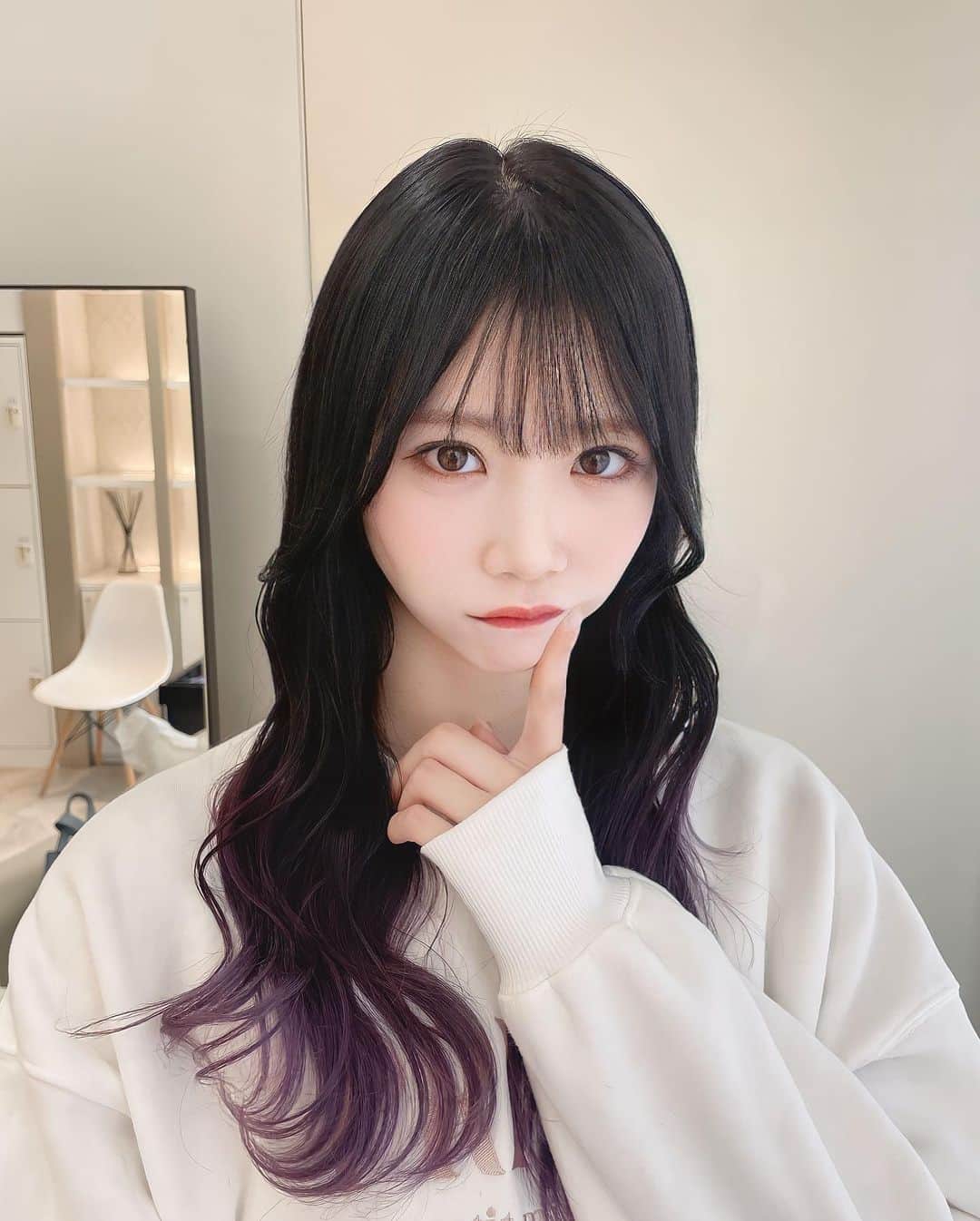 堂本千晴のインスタグラム：「New haircolor😈💜👾🐈‍⬛」