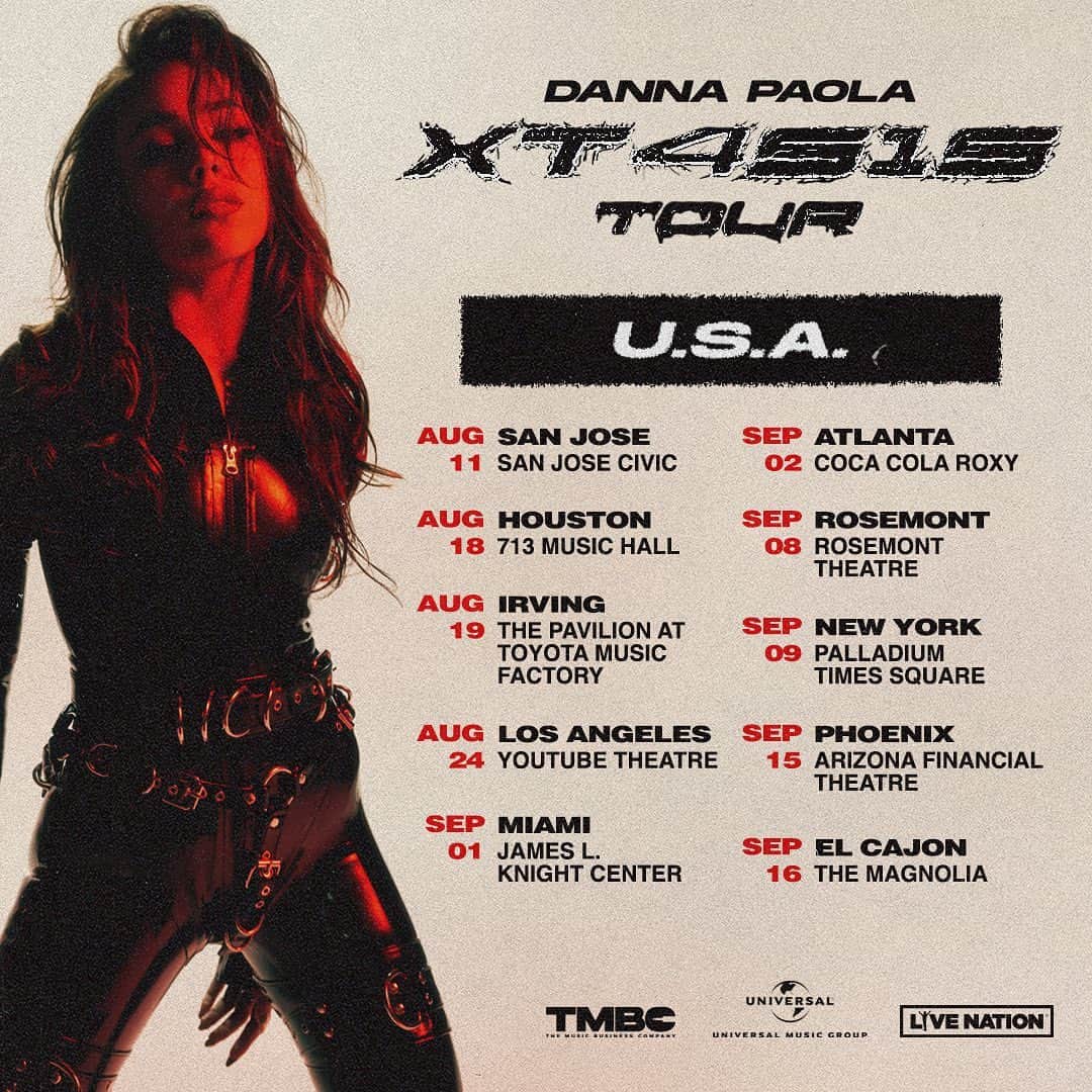 Danna Paolaのインスタグラム：「SORPRESA !   XT4S1S TOUR U.S.A 🇺🇸   MI PRIMERA GIRA X ESTADOS UNIDOS 🖤✨ no puedo esperar más para vernos y cantar juntos x primera vez. UFFFFFF 💚  Who’s ready for #XT4S1S?  Mayo 9 Preventa Citi Mayo 10 Preventa Artista Mayo 11 Preventa Live Nation Mayo 11 Preventa Ticketmaster Mayo 12 Preventa General  #XT4S1S #XT4S1STOURUSA」