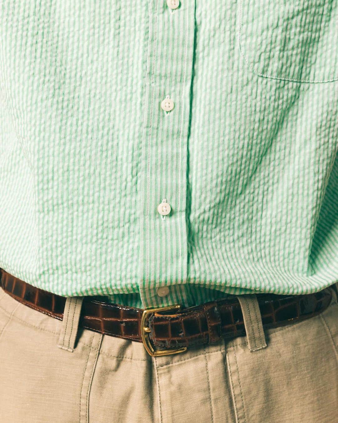ギットマンブラザーズのインスタグラム：「The Green Tonal Seersucker, perfect for these increasingly warm Spring days #MadeInUSA」
