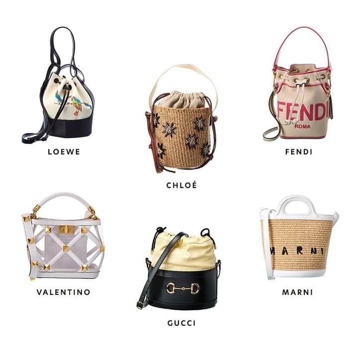 GILTのインスタグラム：「Summer’s essentials. Tap to shop #FENDI, #Loewe and more bucket bags.」