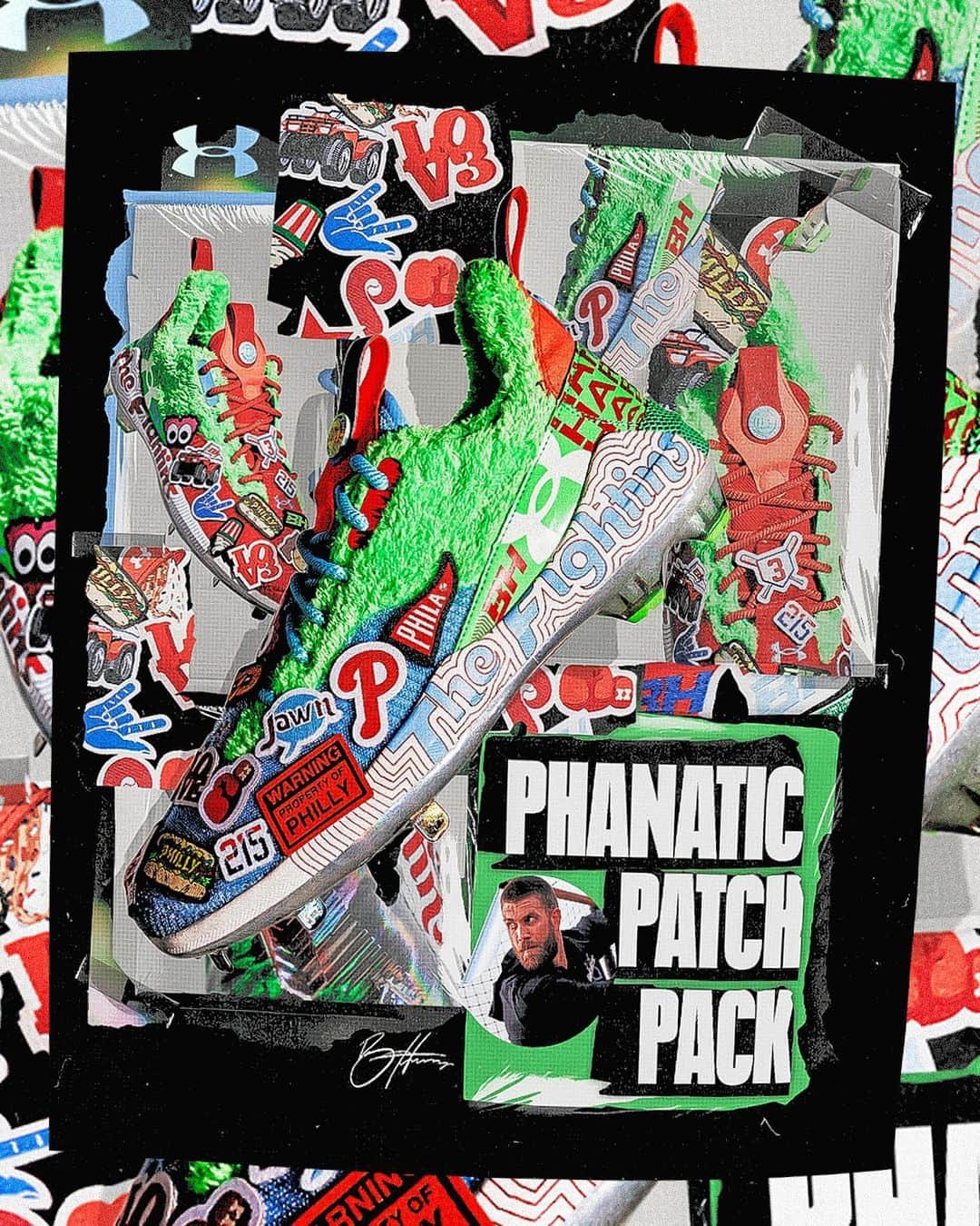 Under Armourのインスタグラム：「@Bryceharper3's custom ‘Phanatic Patch Pack’ cleats are 🔥」