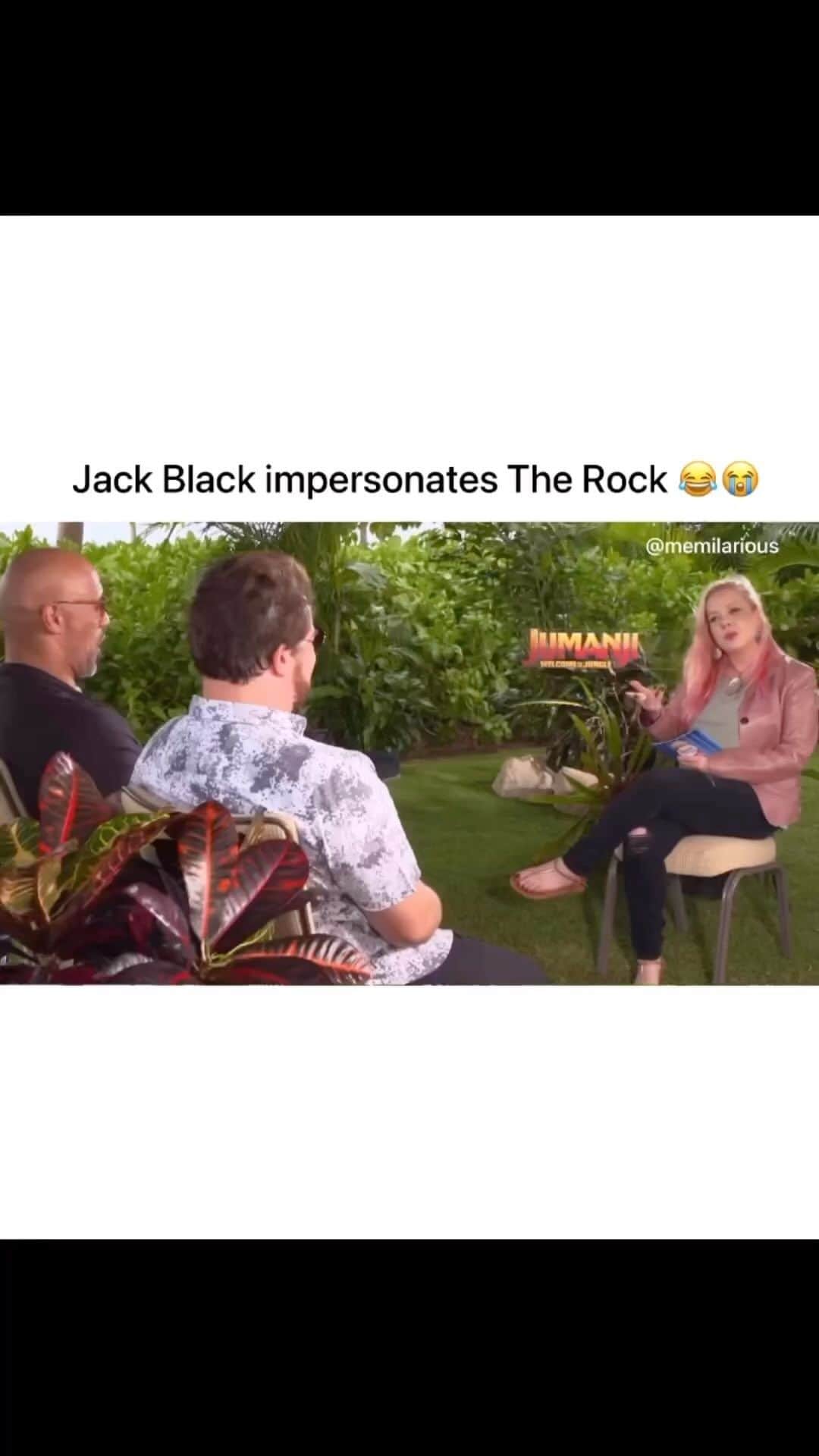 ドウェイン・ジョンソンのインスタグラム：「“Life is a delicious drink that you have to suck deep” Im still belly laughing so f*cking hard at this 😂 Jack destroys the DJ impersonation 🤣👏🏾👏🏾 Our next Jumanji movie is gonna be so much fun!!  @jackblack @kevinhart4real @karengillan  Thanks @memilarious for the laugh 👊🏾」