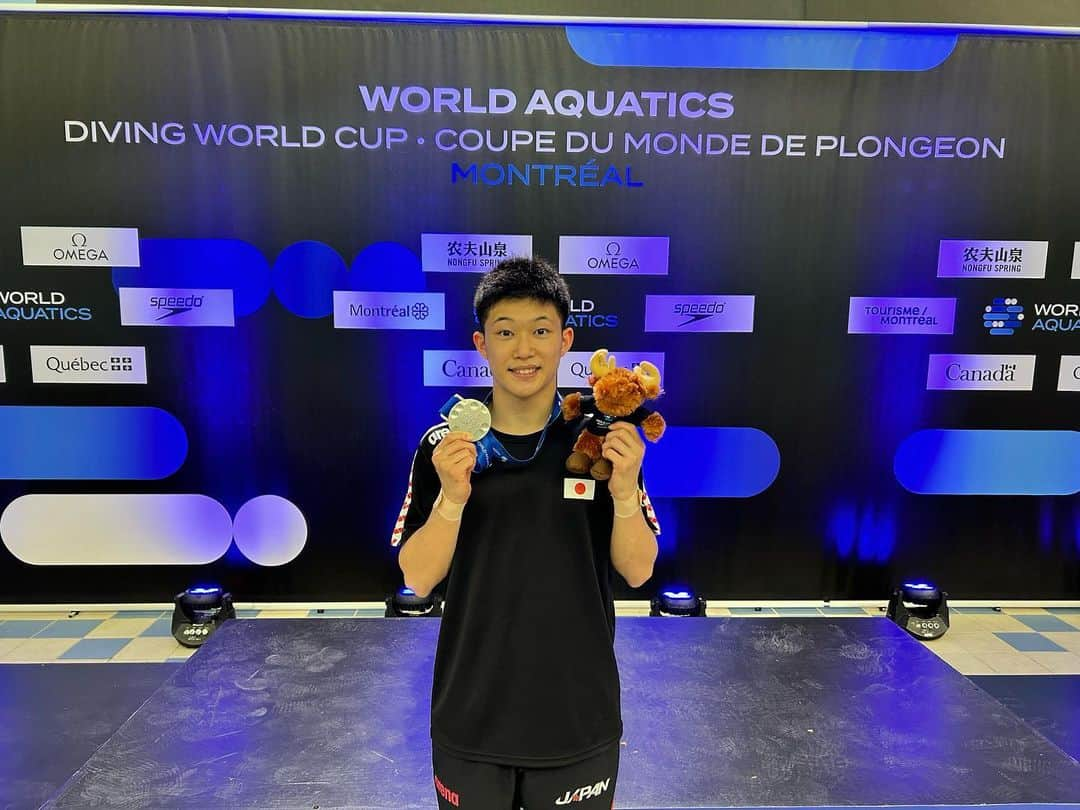 玉井陸斗のインスタグラム：「Second place🥈  I was so glad and I had fun!  Montreal is beautiful city  Next I'm gonna compete World Championship in Fukuoka I'm waiting for everyone😎  I'll be back here🇨🇦 Merci Montreal🫶🫶   #worldaquatics   #diving  #montreal」