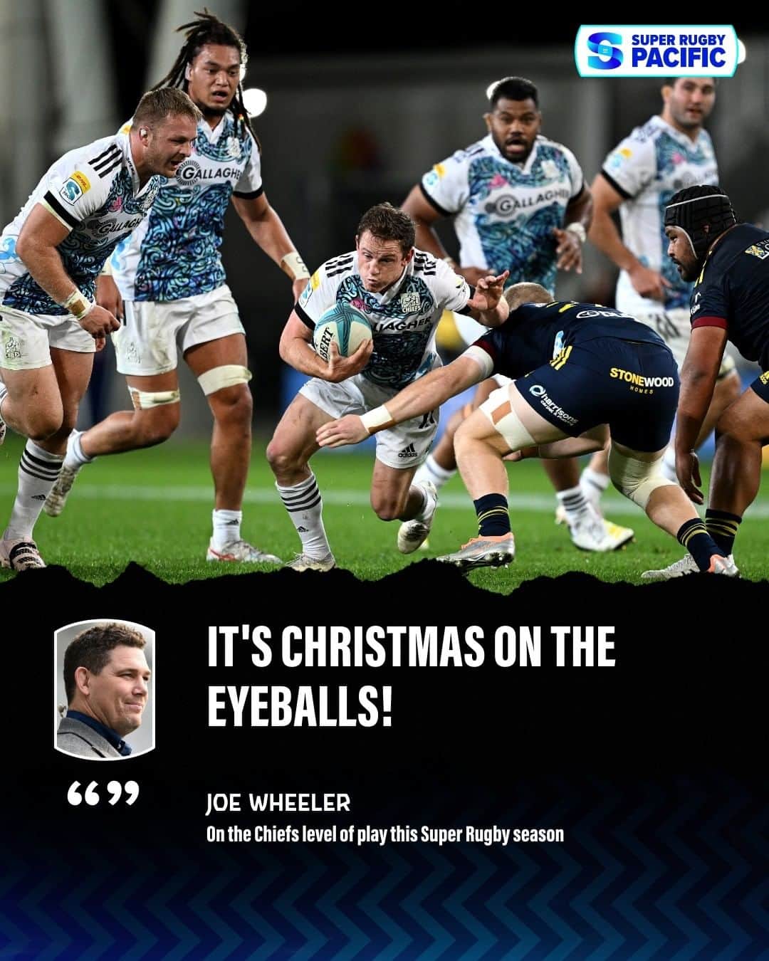 Super Rugbyのインスタグラム：「Easy on the 👀  @joeywheels is a big fan of @chiefsrugby's level of play.  #SuperRugbyPacific」