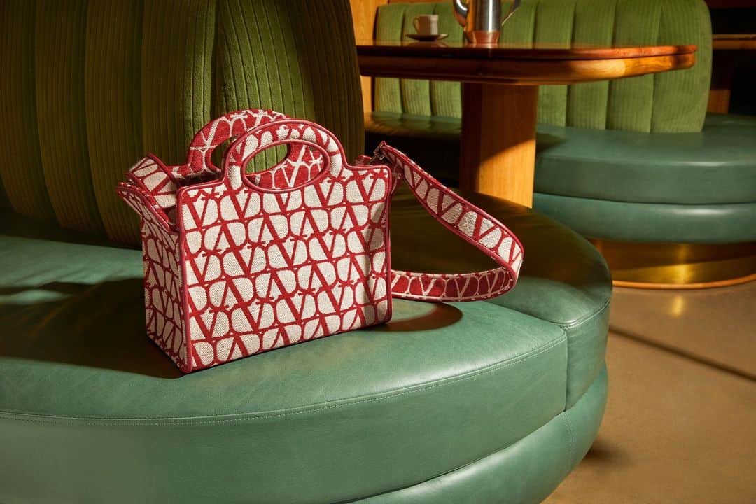 barneysnyofficialのインスタグラム：「@maisonvalentino Mini Tote features flocked logo patterning with integrated handles and a removable crossbody strap.」