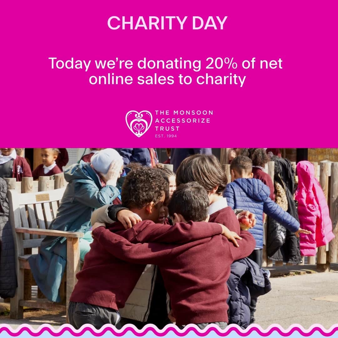 アクセサライズのインスタグラム：「Did you know Monsoon is turning 50? To celebrate, we're hosting our own charity day dedicated to causes close to our heart. 20% of all online net sales today will go to supporting UK families and children, starting with Avondale Park, our local primary school. ⁠ ⁠ Shop to support! Thank you.」