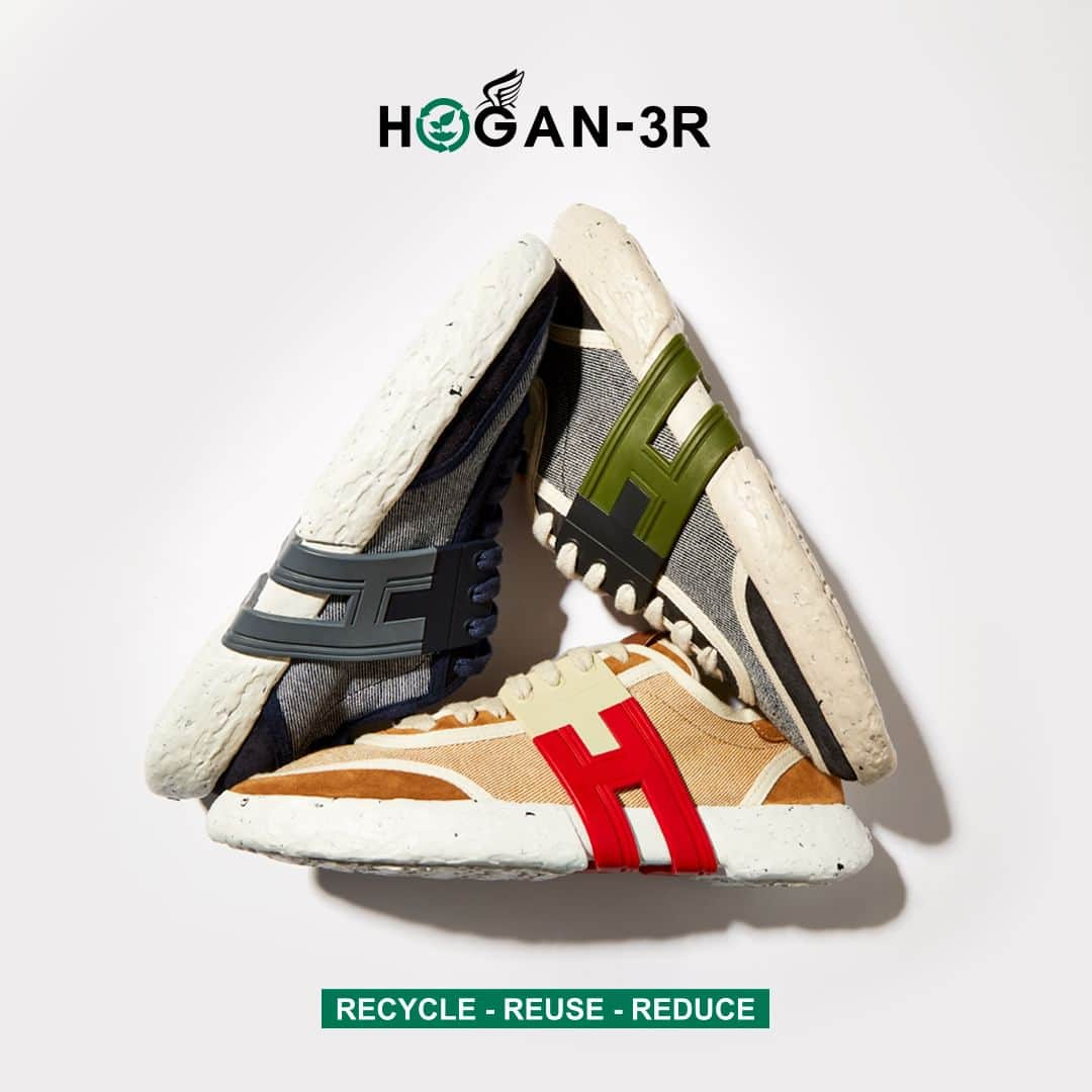 ホーガンのインスタグラム：「Al the colorways for summer with the HOGAN-3R #sneakers⁣⁣⁣ ⁣ #Hogan3R Recycle - Reuse - Reduce⁣⁣⁣ Discover more on HOGAN.COM link in bio⁣ #earthday」