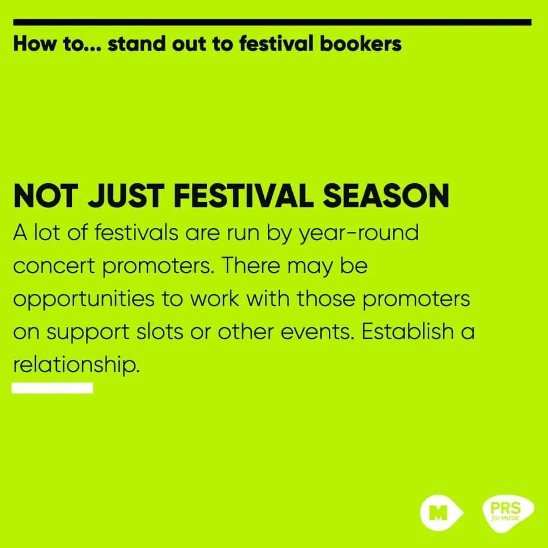 PRS for Musicさんのインスタグラム写真 - (PRS for MusicInstagram)「When it comes to festivals, there are usually more artists wanting to play than there are slots on the bill. M Mag spoke to @liveatleedsfest booker @joehubbard for the inside info to help you get noticed by festival bookers.  What's worked for you? Share your tips in the comments ⬇️  PS: Don't miss out on your live performance royalties, if you play at a festival, make sure you report your setlist to us 📝.  #PRSTips #PRSCommunity」4月24日 18時53分 - prsformusic