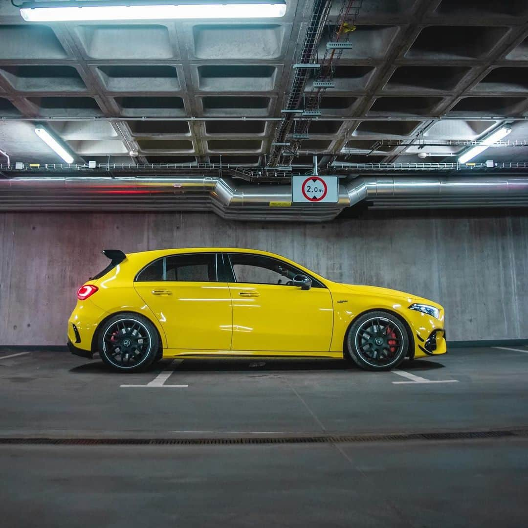 Mercedes AMGのインスタグラム：「Seek out your individualism and dare to stand out.  📸 @carrafal  #MercedesAMG #AMG #AMGThrill #A45S #MyAMG  [Mercedes-AMG A 45 S 4MATIC+  Kompaktlimousine | WLTP: Kraftstoffverbrauch kombiniert: 9,2‒8,8 l/100 km | CO₂-Emissionen kombiniert: 208‒200 g/km | amg4.me/DAT-Leitfaden]」