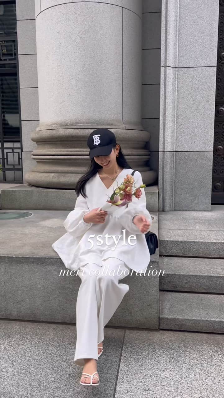 鈴木詩織のインスタグラム：「いよいよ明日発売です、、、🥹🤍 色で悩まれている方がいましたら参考になれば嬉しいです✨ ⁡ ドキドキ💗  @meri.onlinestore コラボチュニック第二弾👗 4/25(火)20:00〜発売開始です🛒  ⁡  #shiorin_styling#meri#ミーリー#チュニック#チュニックコーデ#チュニックブラウス#ミリコのミリ活」