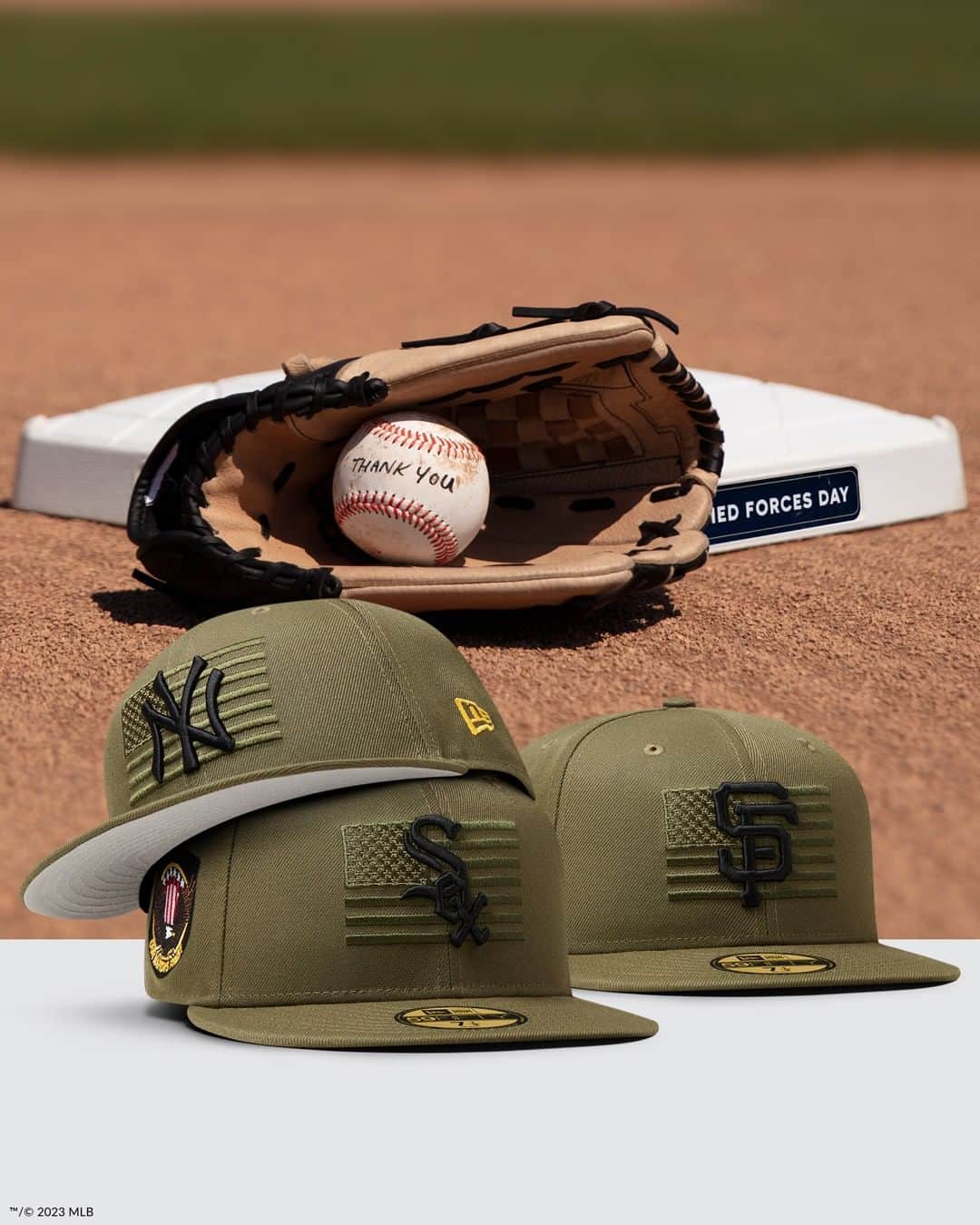 ニューエラ・キャップのインスタグラム：「Honor the ones who keep us free. Salute the men and women who serve our country with the Official On-Field Cap of Armed Forces Weekend. Major League Baseball is a proud supporter of charitable programs for service members, veterans and military families.」