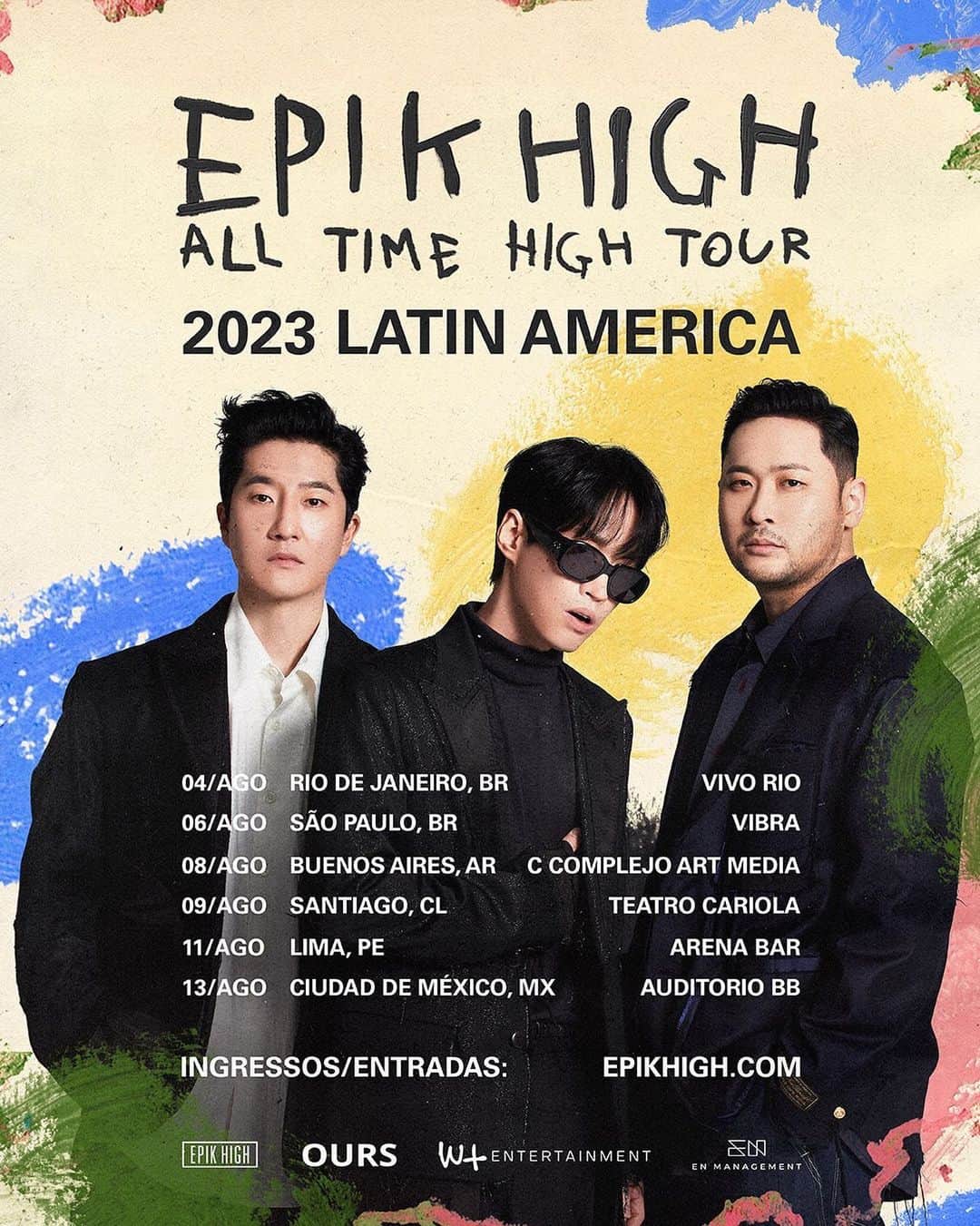 ミスラ・ジン のインスタグラム：「🇧🇷 Epik High vem PELA PRIMEIRA VEZ para a América Latina. Brasil, Argentina, Chile, Peru e México, nos vemos em Agosto. Ingressos JÁ disponíveis em epikhigh.com!  🇦🇷🇨🇱🇵🇪🇲🇽 Epik High llega POR PRIMERA VEZ a Latinoamérica. Brasil, Argentina, Chile, Perú and México, nos vemos  en Agosto. Entradas YA disponibles en epikhigh.com!」