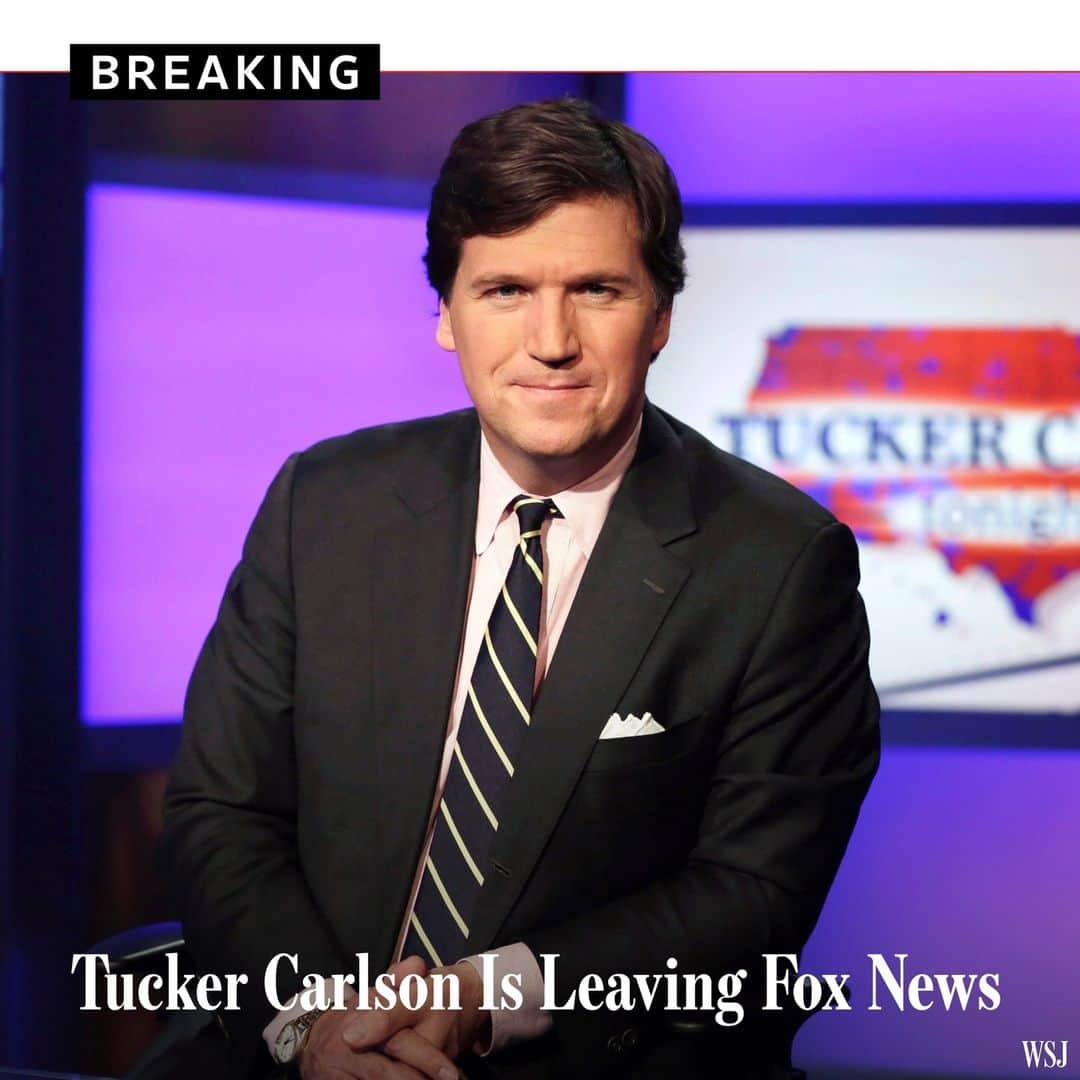 Wall Street Journalさんのインスタグラム写真 - (Wall Street JournalInstagram)「Tucker Carlson, the longtime Fox News prime-time host, is leaving the network, a network spokesperson said.⁠ ⁠ Carlson’s last show was on Friday. The network will rely on a rotation of hosts until it names a permanent anchor for the 8 p.m. program.⁠ ⁠ Fox News parent Fox Corp. shares common ownership with the parent of The Wall Street Journal’s publisher.⁠ ⁠ Read more at the link in our bio.⁠ ⁠ Photo: Richard Drew/AP」4月25日 0時57分 - wsj