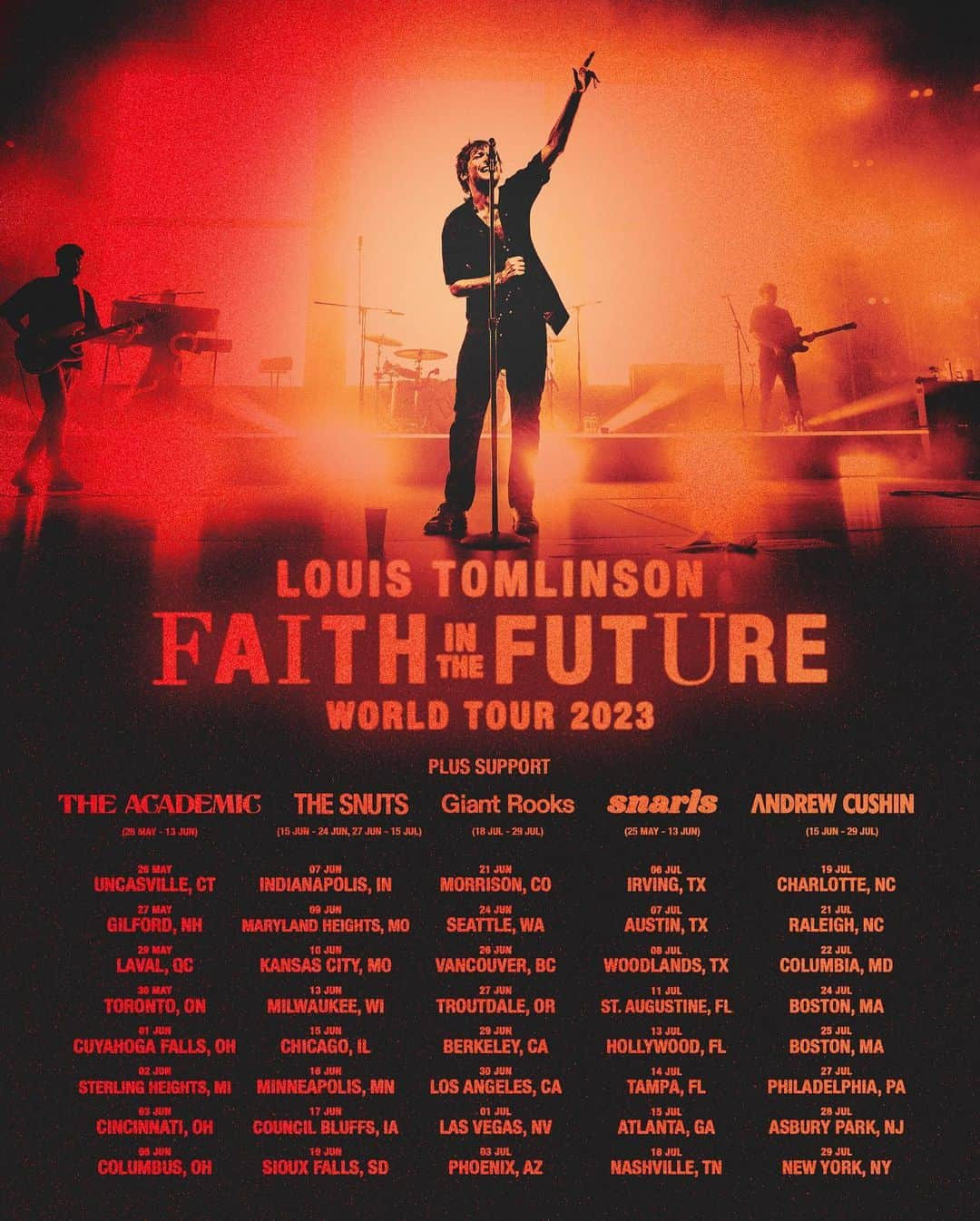 ルイ・トムリンソンさんのインスタグラム写真 - (ルイ・トムリンソンInstagram)「FAITH IN THE FUTURE WORLD TOUR 2023. NORTH AMERICA.  Can’t wait to get back on the road very soon! Joining me will be @theacademic @thesnuts @giantrooksmusic @snarlsband and @andrewcushin.   Tickets on sale now. Link in bio.」4月25日 1時07分 - louist91