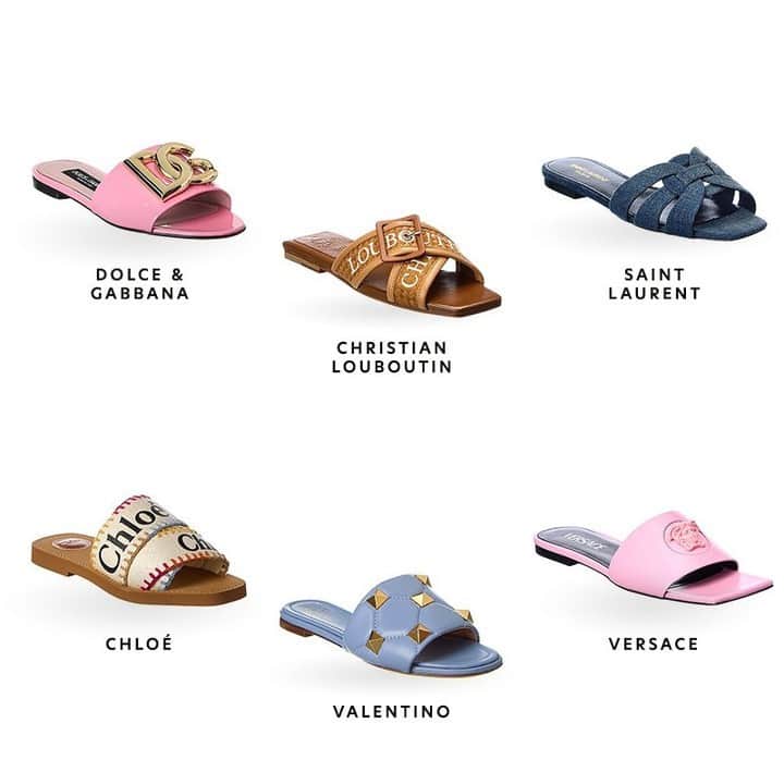 GILTのインスタグラム：「Step in. Stand out. Tap to shop #SaintLaurent, #Valentino luxe sandals.」