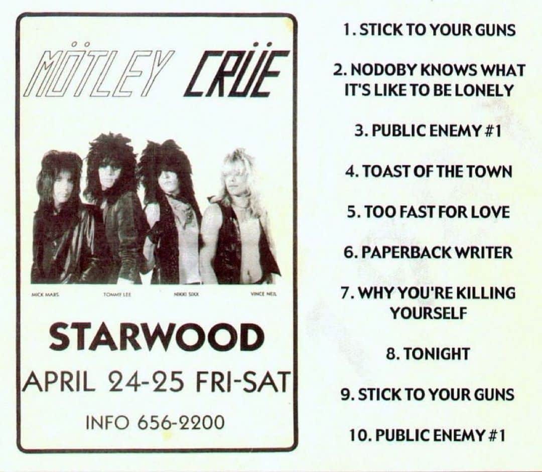 ニッキー・シックスさんのインスタグラム写真 - (ニッキー・シックスInstagram)「Repost from @motleycrue • April 24th 1981 - Our first ever show as Mötley Crüe at The Starwood club in West Hollywood on the corner of Santa Monica blvd and Crescent Heights Blvd.  Some songs are so good you need to play them twice in the same gig! 😎🤘  #mötleycrüe」4月25日 1時40分 - nikkisixxpixx