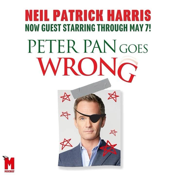 ニール・パトリック・ハリスのインスタグラム：「Peter Pan going RIGHT?!? @nph will now be guest starring in #PeterPanBway through May 7! Head to PanGoesWrongBway.com to get your tickets now. #PeterPanGoesWrong」