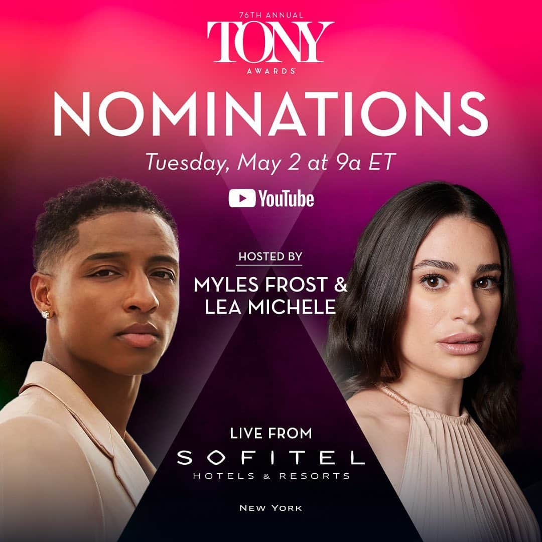 リア・ミシェルのインスタグラム：「So excited to host the @thetonyawards nominations with @myles.frost ✨ TUNE IN!」