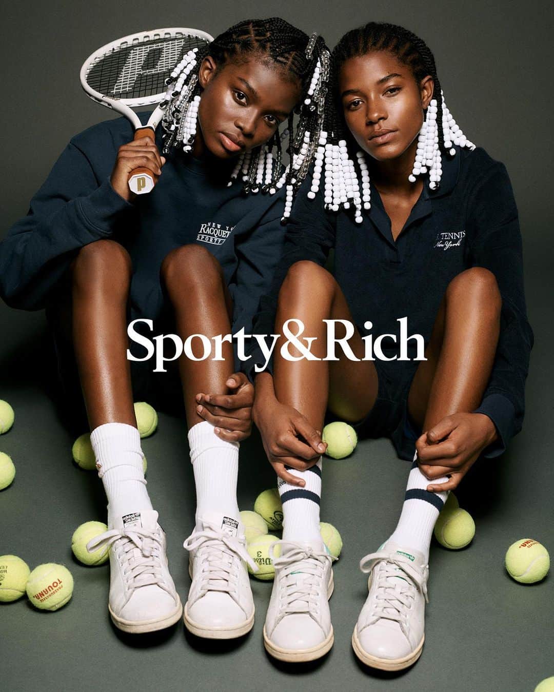 emilyのインスタグラム：「Our newest tennis collection is inspired by the iconic Williams sisters, who for us, have always represented strength, unprecedented talent and equality.   It’s impossible to talk about tennis without mentioning their names and the impact they’ve made on the world of sports and on young girls everywhere. We are forever inspired by them and everything they represent.   Our tennis drop 1 is online April 26 at 9am PST.   Photography @alexandranataf  Styling @virginiebenarroch  Hair @diegodasilva_ Models @elainelorelin @mansrodede」