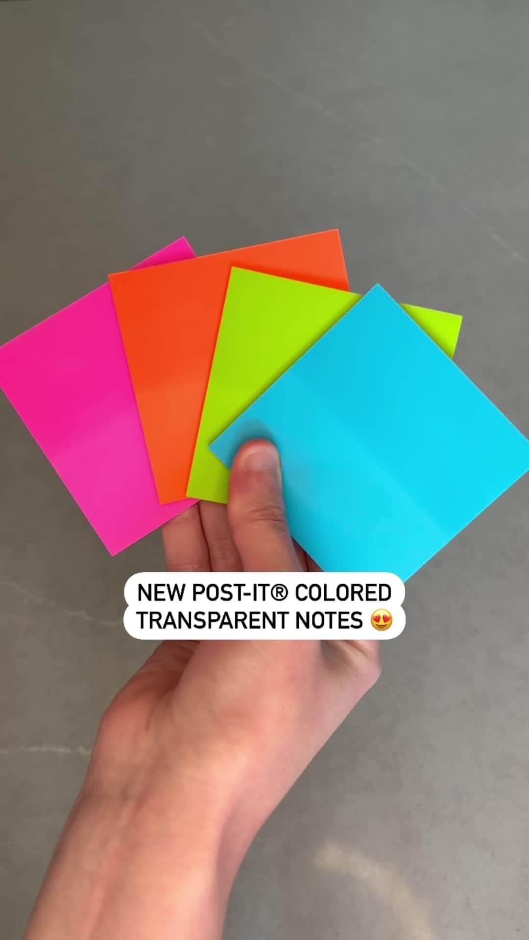 ポスト・イットのインスタグラム：「That's right 👀 Our Post-it® Transparent Notes that you all know and love now in COLOR 🌈 😍 Share your thoughts below on this NEW product available on Amazon! #postitnotes #postit #studygram #notetaking #studywithme」