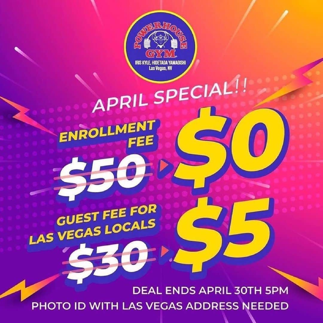 Hidetada Yamagishiさんのインスタグラム写真 - (Hidetada YamagishiInstagram)「April SPECIAL Ending Soon!!! Las Vegas locals drop in for  “AWESOME WORKOUT”  @powerhousegymlasvegas  1950 S Rainbow Blvd  Suite 105  Las Vegas NV. 89146 702-444-4018 M-F 5am-9pm Sat 8am-7pm Sun  8am-5pm   Come enjoy the awesome ambiance at Powerhouse Gym!  We invite ALL Las Vegas residents to join us for a $5 guest fee. Proof of residency is required. And if you're interested in a membership, the initial enrollment fee is ZERO! Don't miss out on this amazing opportunity to start your fitness journey with us.  See you soon! 💪🏋️‍♀️🏋️‍♂️   #PowerhouseGym #LasVegasFitness #FitnessJourney #GymLife #healthy  #healthylifestyle  #gym #fitness #bodybuilding #fit #workout #fitnessmotivation #motivation #gymmotivation #gymlife #lifestyle #instagood #training #fitfam #muscle #love #personaltrainer #healthylifestyle #health #instagram #healthy #model #fitnessmodel #sport」4月25日 3時18分 - hideyamagishi