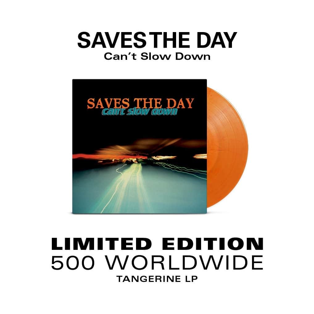 Revolverのインスタグラム：「⚡ Saves the Day's pivotal debut, 'Can't Slow Down,' turns 25 this year, and we've teamed with the pop-punk trailblazers for an exclusive colored vinyl re-press. Only 500 exist. Get yours.⁠ ⁠ 🔗 Link in bio.」