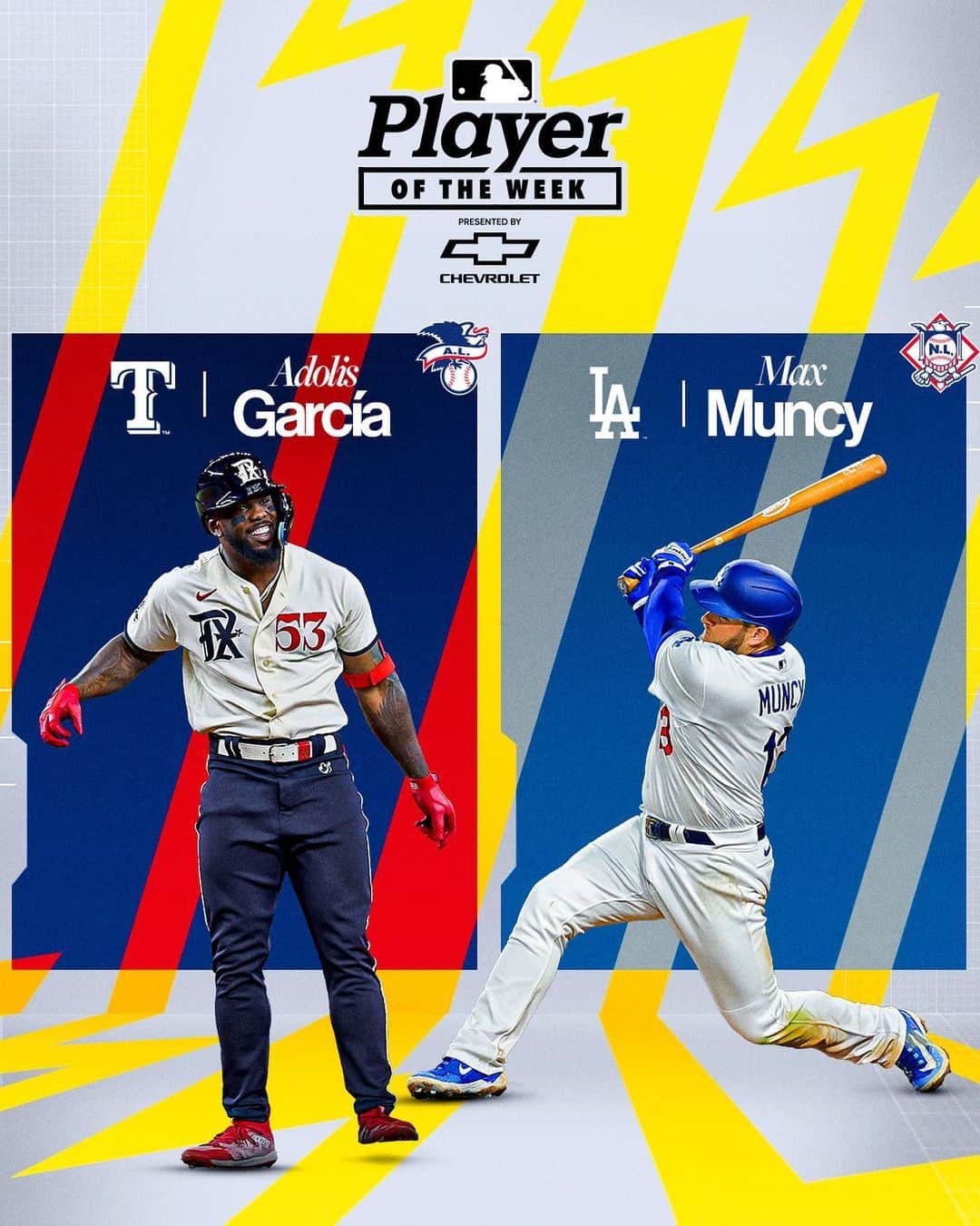 MLBさんのインスタグラム写真 - (MLBInstagram)「With a combined 9 HR and 21 RBI, Adolis García and @MaxMuncy are your Players of the Week!」4月25日 5時51分 - mlb