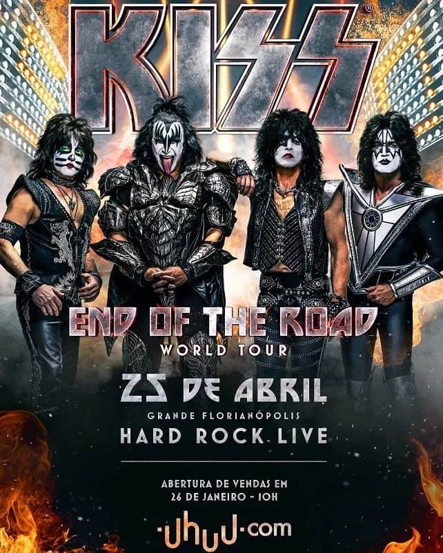 KISSのインスタグラム：「TOMORROW! The #EndOfTheRoadTour conquers #Florianopolis! Our FINAL show in #Brazil! @hrlflorianopolis   Who's coming?」