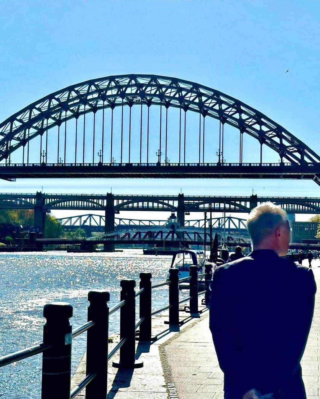 スティングのインスタグラム：「#Repost @trudiestyler ・・・ @theofficialsting as Angel of the North   Thanks to the Live Theatre in Newcastle for giving Sting the stage for “An Encounter with Sting” to celebrate their 50th anniversary. We had a great few days in his home town and then in the beautiful Lake District.」