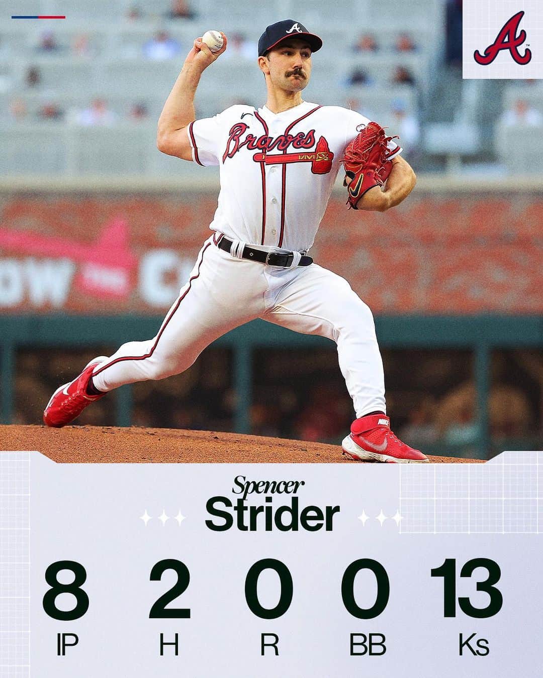 MLBさんのインスタグラム写真 - (MLBInstagram)「THIRTEEN strikeouts tonight for Spencer Strider, who took a no-hitter into the 8th inning.」4月25日 11時19分 - mlb