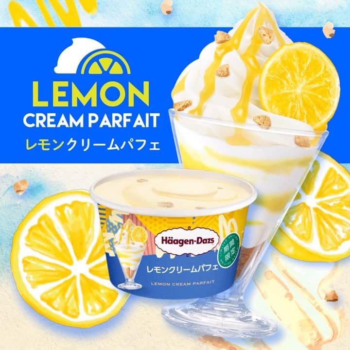 ハーゲンダッツ ジャパンのインスタグラム：「ミニカップ『#レモンクリームパフェ』が本日より期間限定新発売👏  レモンの心地よい爽やかさを感じる、濃厚パフェ仕立てのアイスクリームが登場🍋  甘く濃厚な味わいのレモンバニラアイスクリームの中に、レモンの程よい酸味とほのかな苦みが感じられるレモンピール入りソースと、食感のアクセントになる香ばしいグラハムクッキーを混ぜ込みました😍  まるでパフェを食べているようかのような、ワクワク感をぜひお楽しみください🥄  #ハーゲンダッツ #haagendazs #ハローしあわせ #自分へのご褒美 #アイスクリーム #レモン #パフェ #レモンバニラアイスクリーム #グラハムクッキー #濃厚 #爽やか #スイーツ #甘党」