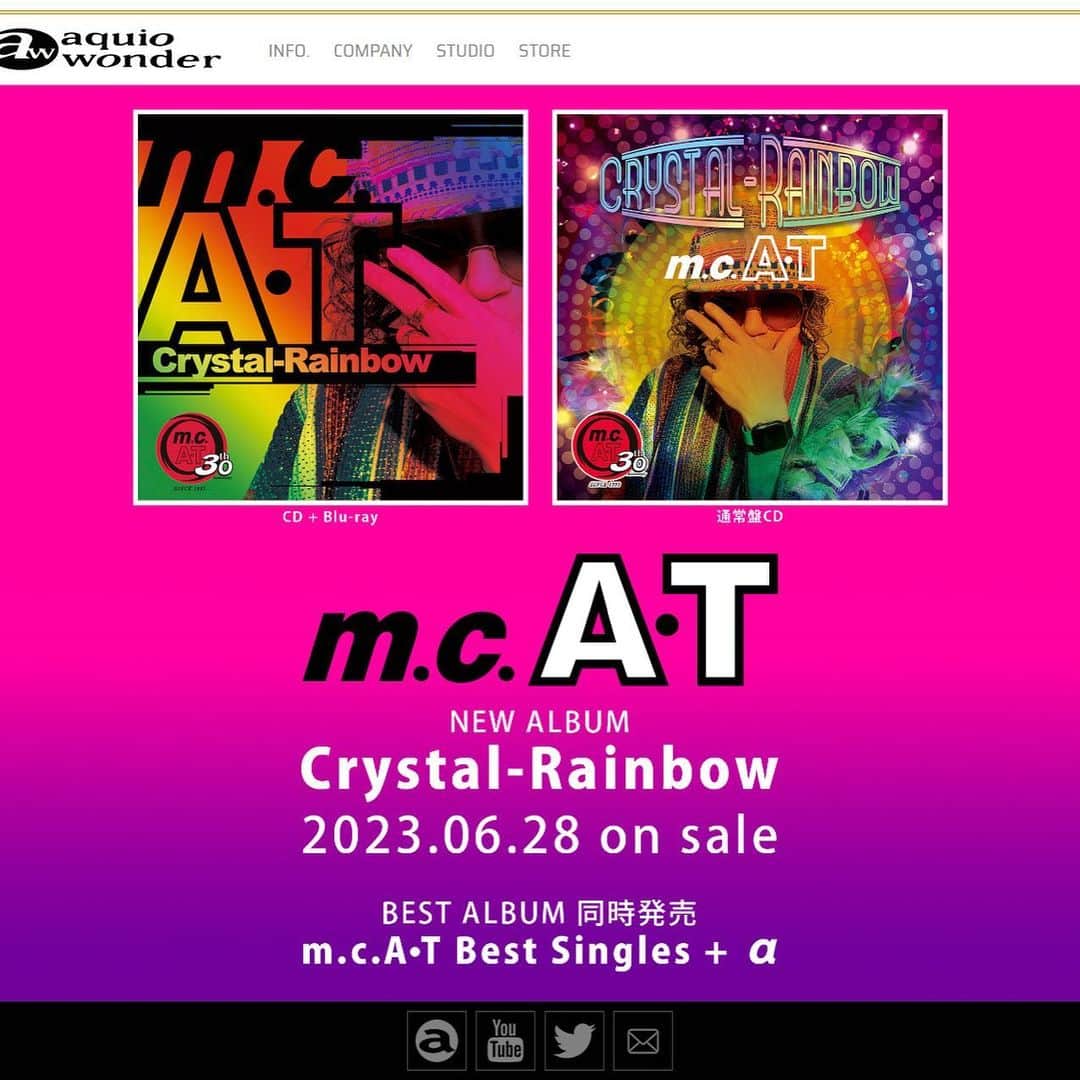 m.c.A・Tのインスタグラム：「16年ぶりのオリジナルアルバム「Crystal-Rainbow」！ 2023.6.23.！  新しいベストアルバム m.c.A・T Best Singles+α も同時リリース！  詳しくは https://ameblo.jp/aquiowonder-info」