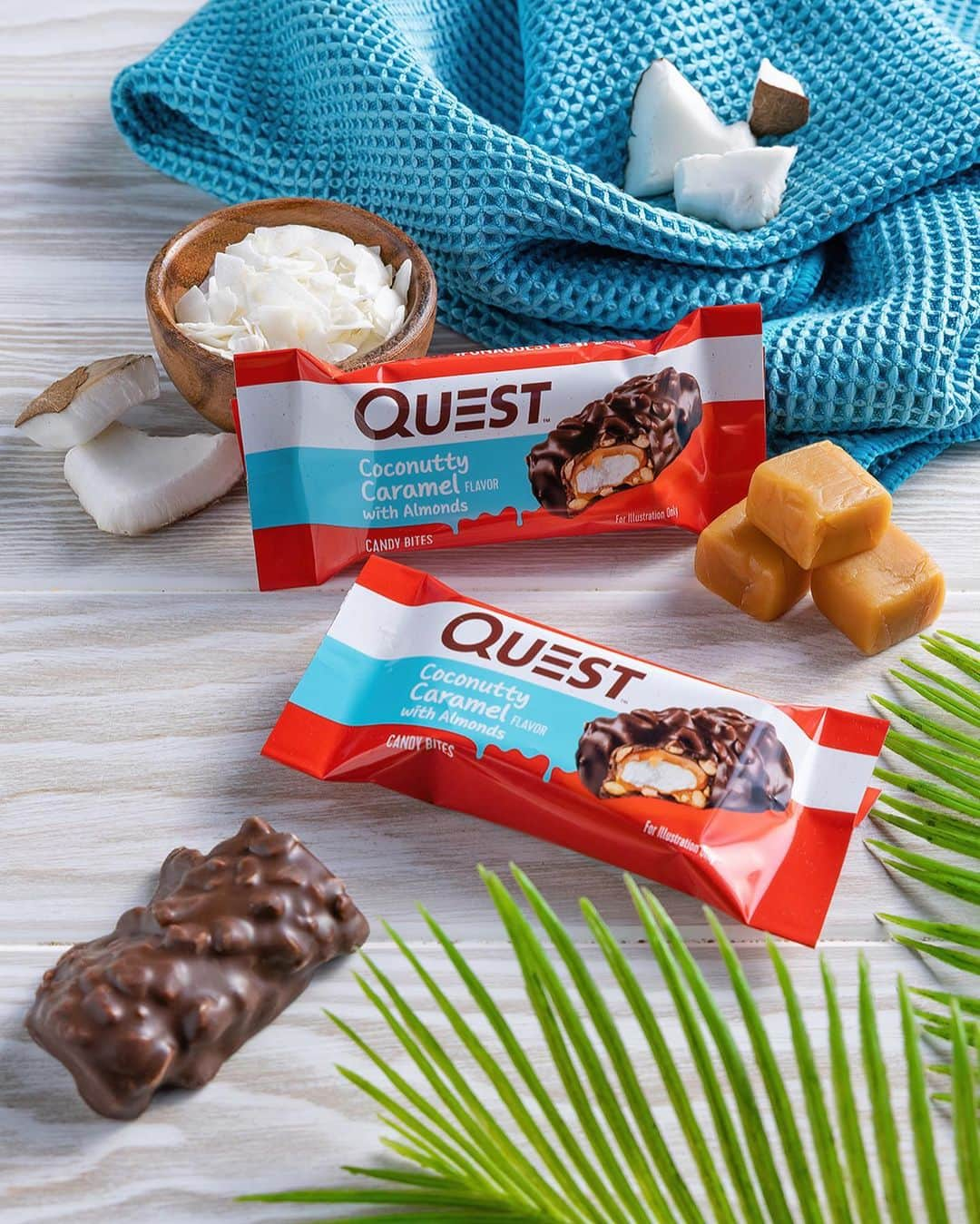 questnutritionさんのインスタグラム写真 - (questnutritionInstagram)「DOUBLE TAP to welcome the Coconutty Candy Bites & Candy Bar! 🥥😋🍫 Enjoy chucks of real coconut, caramel, & almonds covered in a chocolatey coating for a sweet & satisfying candy experience. 😍 • Candy Bites: <1g sugar, 5g protein, & 1g net carb per bite. Available online & in stores at @Amazon, QuestNutrition.com, @Target,  Walmart (online only), @HyVee (Midwest), @Wegmans (Northeast, Mid-Atlantic), & your local health/nutrition stores nationwide. * Candy Bars: 1g sugar, 12g protein, & 3g net carbs per bar. Available online & in stores at @Amazon, QuestNutrition.com, @HyVee, @meijerstores (Midwest), @VitaminShoppe, & your local health/nutrition stores nationwide. #OnaQuest #QuestNutrition」4月25日 22時00分 - questnutrition