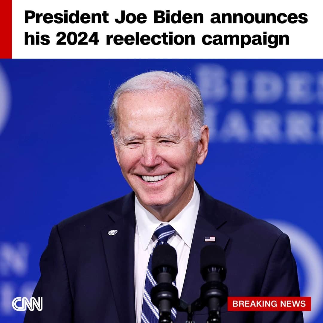 CNNさんのインスタグラム写真 - (CNNInstagram)「President Joe Biden formally announced his bid for reelection Tuesday, setting off a battle to convince the country his record merits another four years in the White House and his age won’t impede his ability to govern.  In a video released early Tuesday, Biden framed next year’s contest as a fight against Republican extremism, implicitly arguing he needed more time to fully realize his vow to restore the nation’s character.  His official declaration ends any lingering doubts about his intentions, and begins a contest that could evolve into a rematch with his 2020 rival, former President Donald Trump.  Tap the link in our bio for more.   📸 : Anna Moneymaker/Getty Images」4月25日 19時07分 - cnn