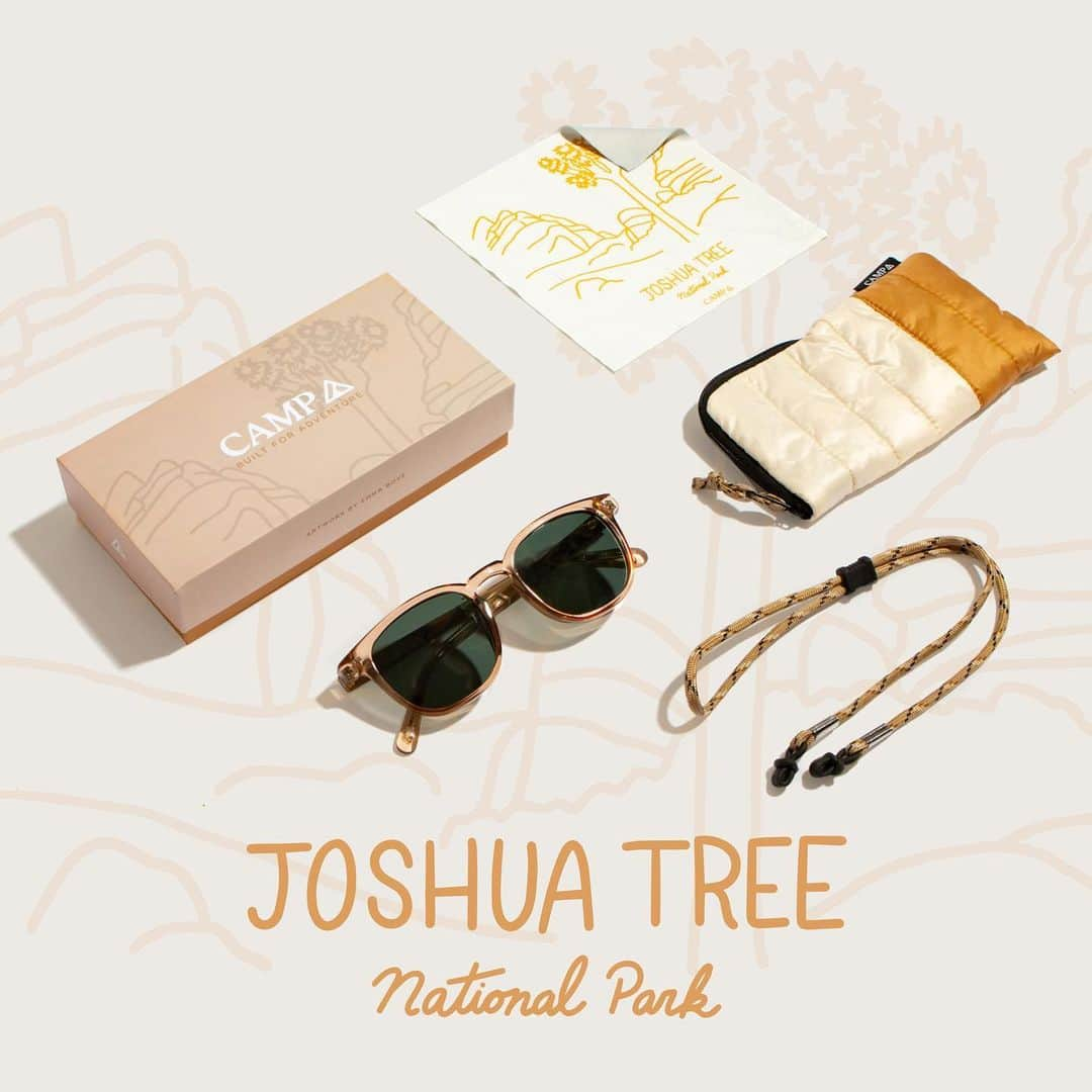 シュウッドさんのインスタグラム写真 - (シュウッドInstagram)「We're kicking off #NationalParkWeek with a very special announcement! 🥁  We are proud to introduce the CAMP National Parks Collection; a capsule collection of new CAMP frames & bundles that celebrate four of the most iconic National Parks around the U.S.  Each frame comes with a color-coordinated sleeping bag pouch, sunglasses strap, illustrated cleaning cloth and decorative packaging, with original designs by illustrator and designer, Emma Boys (@emmaboysdesign).  With every purchase of the CAMP National Parks Collection, we will donate 5% of sales to local non-profits working to support each of the four parks recognized in this collection.  Use the link in our bio to learn more about the giveback program and shop the collection!」4月25日 19時56分 - shwoodshop