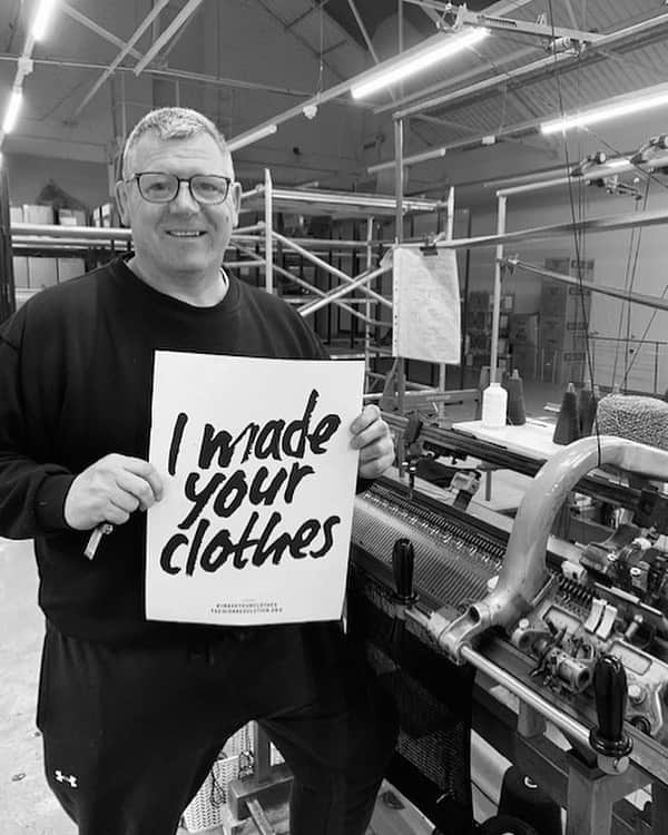 プリングル オブ スコットランドのインスタグラム：「My name is Kevin, #imadeyourclothes in Hawick, Scotland at the Teviot Knitwear factory. I made your knitwear for Pringle of Scotland. @fash_rev   Kevin is highly skilled in coaxing vintage hand intarsia knitting machines to produce incredible garments, and at weekends can be found supporting Jed-Forest RFC.」