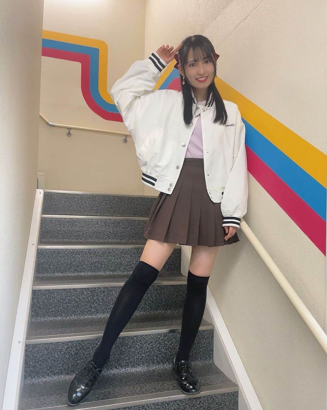 のインスタグラム：「‎🤍  今日もお疲れ様でした💓 明日も一緒に頑張ろうね〜！！   #夢アドシトロン  #アイドル  #全身コーデ  #プリーツスカート  #高校生女子  #lovetoxic  #cuugal #ハーフアップ  #瀬戸ゆな」