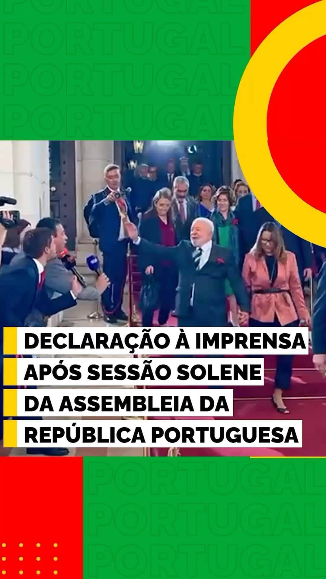 のインスタグラム：「Após a última agenda em Portugal, o presidente @lulaoficial falou à imprensa, agradecendo o presidente de Portugal, Marcelo Rebelo de Sousa, e o primeiro-ministro, @antoniocostapm.   Na viagem, o @governodobrasil selou 13 acordos em aéreas como ciência e tecnologia, saúde, cultura e educação. O objetivo da viagem a Lisboa e ao Porto foi estreitar relações diplomáticas e comerciais com Portugal.   🎥 @ricardostuckert」