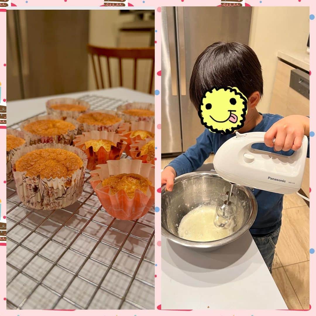 小倉優子さんのインスタグラム写真 - (小倉優子Instagram)「今日のお夕飯が直ぐに出来る 手羽元煮のリクエストだったので、  明日の朝ごはん用に バナナカップケーキを焼きました💓  メレンゲを使った軽いバナナカップケーキ✨✨ 朝ごはん用の予定でしたが、子供達が デザートにほとんど食べてしまいました笑」4月25日 21時22分 - ogura_yuko_0826