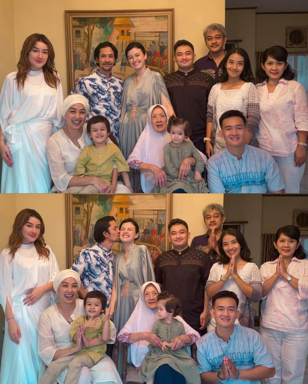 Kimberly Ryderのインスタグラム：「Our Lebaran. 🤍 Alhamdulillah bisa berkumpul dgn keluarga tersayang!  Anak-anak dikasih kado Lebaran sama Papa. Ah gemes anak 3.5 tahun bisa pasang lego umur 5+. 🥹」