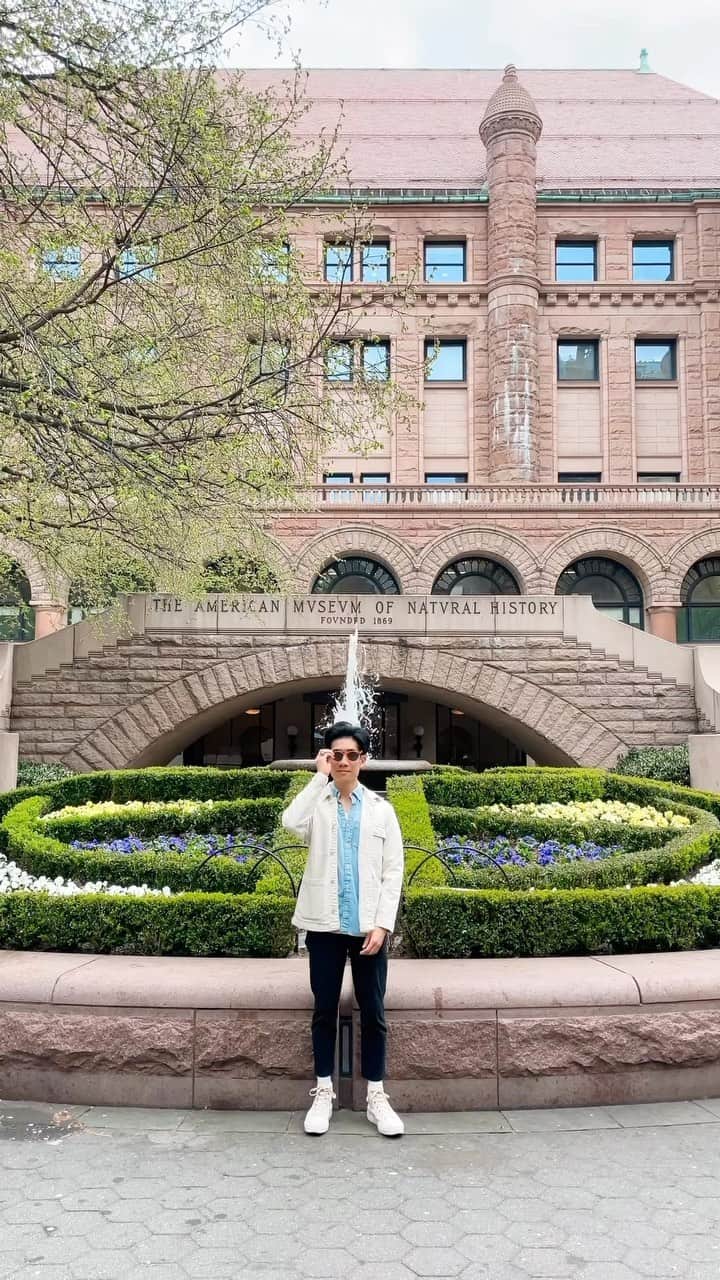 アメリカ自然史博物館のインスタグラム：「You can act like you’re in a film when you get here 😉 The Museum is open daily from 10 am–5:30 pm.   #wesanderson #naturalhistory #museums #trex #uws #nyc」