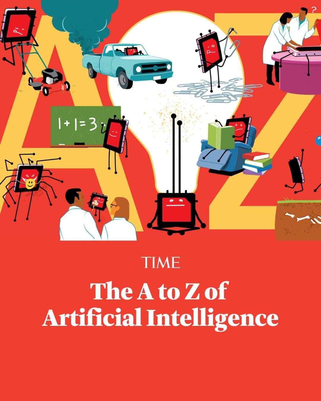 TIME Magazineのインスタグラム：「As artificial intelligence becomes a larger part of our world, it’s easy to get lost in its sea of jargon. But it has never been more important to know your AGIs from your GPTs.  Trying to get up to speed can be difficult. AI research is complicated, and lots of the language is new even for the researchers themselves. To help everyone engage more fully with the AI debate, TIME has put together a handy glossary of its most common terminology, which you can find at the link in bio.  Illustration by Lon Tweeten for TIME」